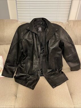 "Real Leather "Black Leather Jacket - Classic Coat size XL